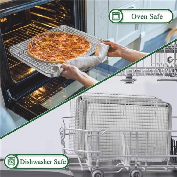 P&P CHEF Baking Sheets and Racks Set (2 Pans + 2 Racks), Stainless Steel Baking - Picture 6 of 8